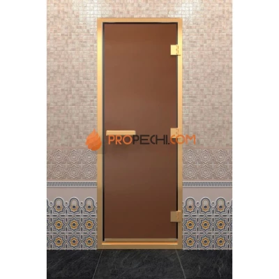 Дверь для хамама DoorWood Золотой профиль Бронза матовая, 2000х600 мм