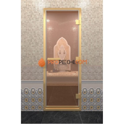Дверь для хамама DoorWood Золотой профиль Бронза, 2000х900 мм