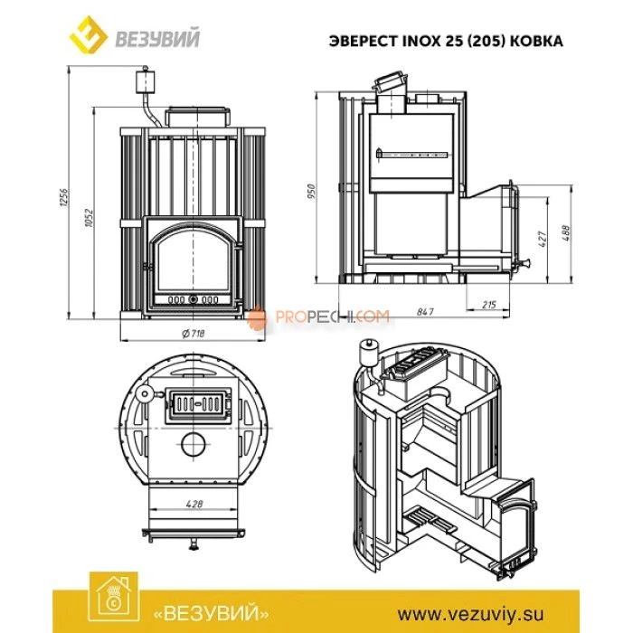 Дровяная печь для бани Эверест INOX 25 (205) Ковка