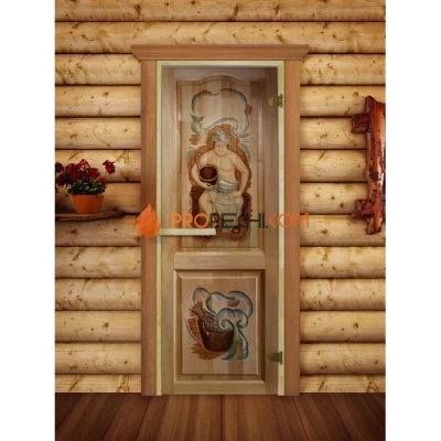 Дверь для бани DoorWood Русская Баня-02 с фотопечатью