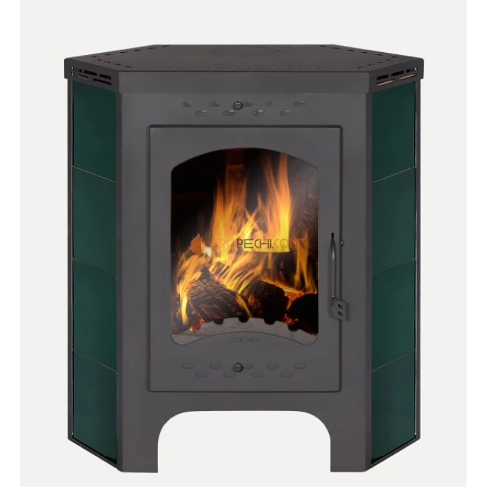 Печь-камин ЭкоКамин Бавария Пристенно-угловая зеленая