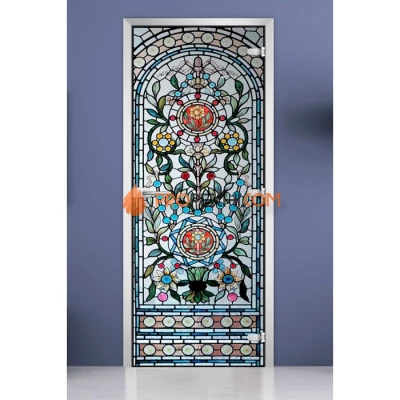 Стеклянная межкомнатная дверь DoorWood с фотопечатью Stained Glass-15, 2000х700 мм