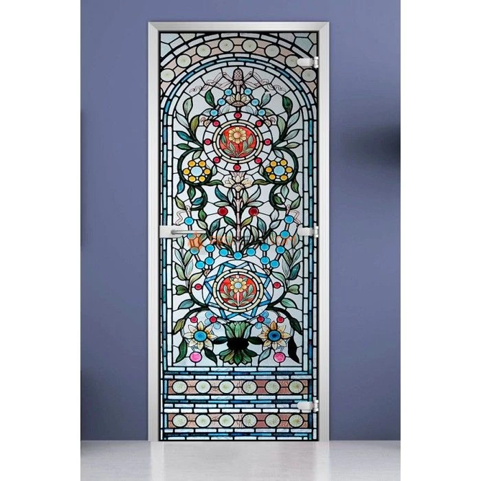 Стеклянная межкомнатная дверь DoorWood с фотопечатью Stained Glass-15, 2000х700 мм