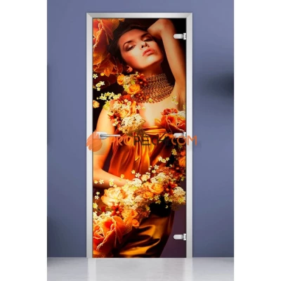 Стеклянная межкомнатная дверь DoorWood с фотопечатью Woman-06, 2000х700 мм