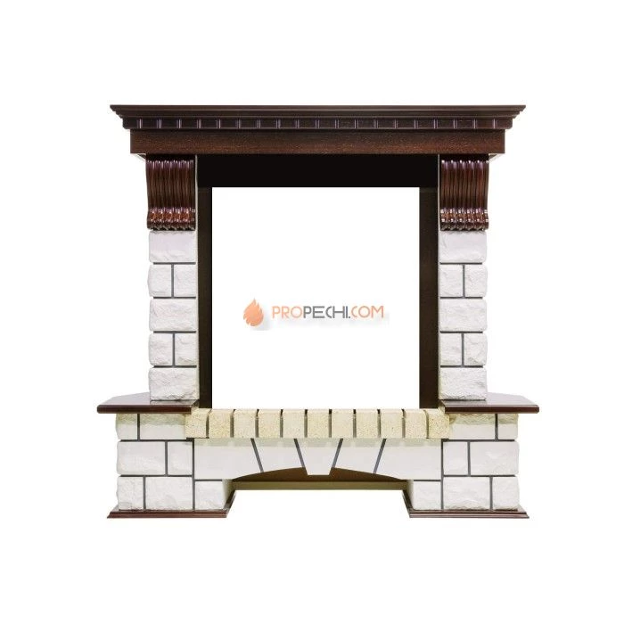 Каминокомплект Royal Flame Pierre Luxe угловой - Темный дуб / Белый с очагом Aspen Gold