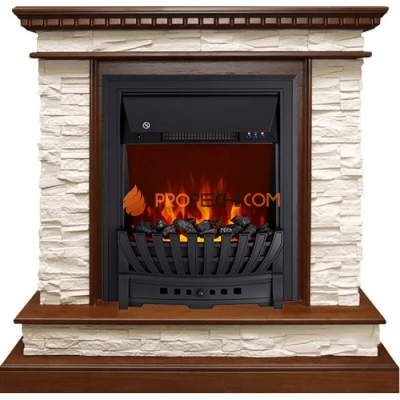 Каминокомплект Royal Flame Calgary - Дуб / Сланец белый с очагом Aspen Black
