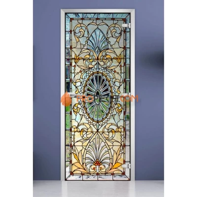 Стеклянная межкомнатная дверь DoorWood с фотопечатью Stained Glass-17, 2000х700 мм