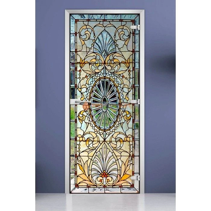 Стеклянная межкомнатная дверь DoorWood с фотопечатью Stained Glass-17, 2000х700 мм