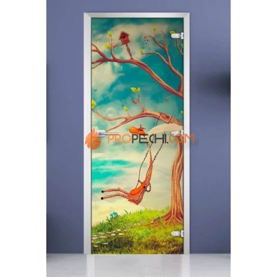 Стеклянная межкомнатная дверь DoorWood с фотопечатью Kids-14, 2000х800 мм