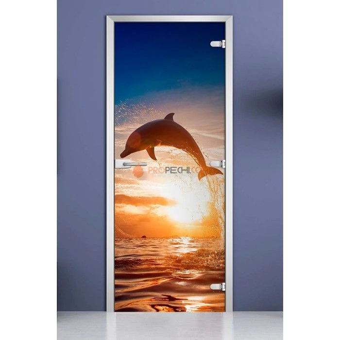 Стеклянная межкомнатная дверь DoorWood с фотопечатью Animals-06, 2000х600 мм
