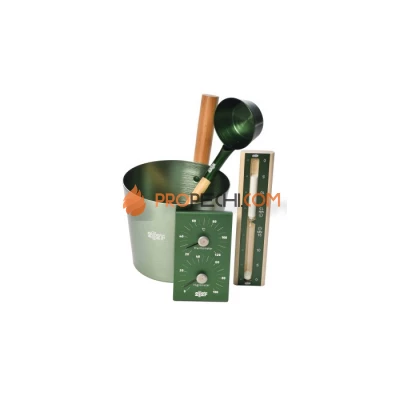 Набор аксессуаров 212f OXY-M-4 DARK GREEN ушат 5л + черпак 0,2л ручки бамбук + песочные часы
