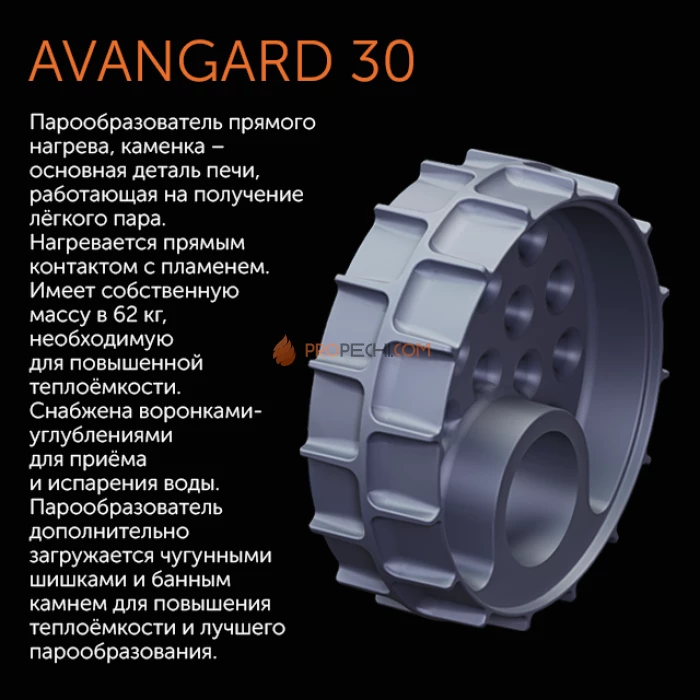 Чугунная печь для бани Гефест Авангард 30П2