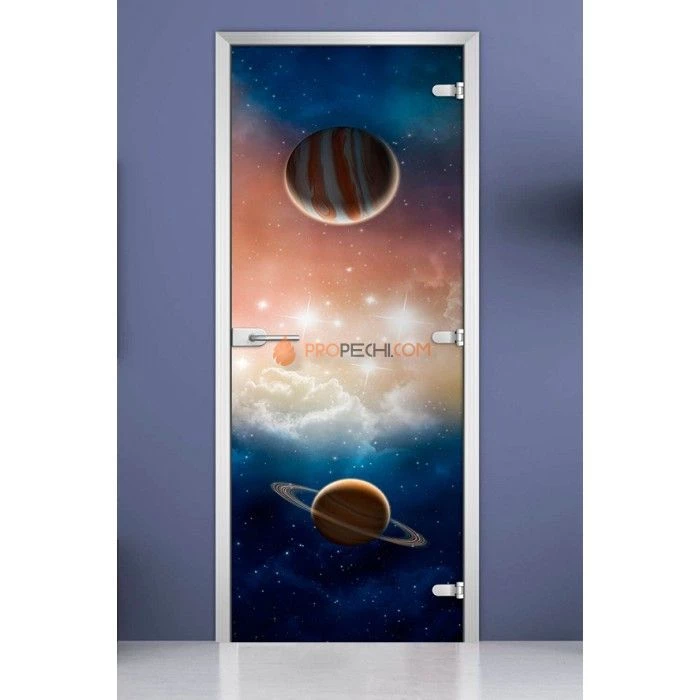 Стеклянная межкомнатная дверь DoorWood с фотопечатью Space-09, 2000х700 мм