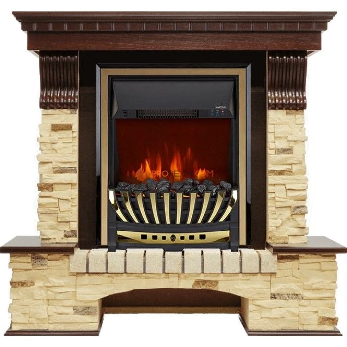 Каминокомплект Royal Flame Pierre Luxe - Темный дуб / Сланец с очагом Aspen Gold