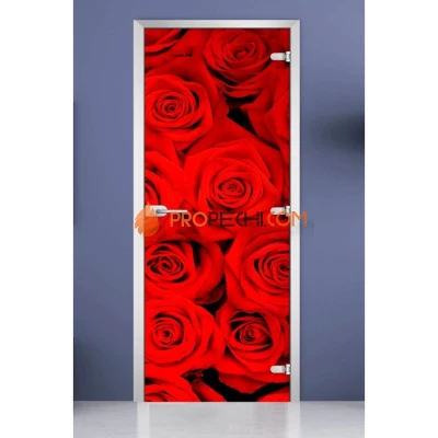 Стеклянная межкомнатная дверь DoorWood с фотопечатью Flowers-08, 2000х800 мм
