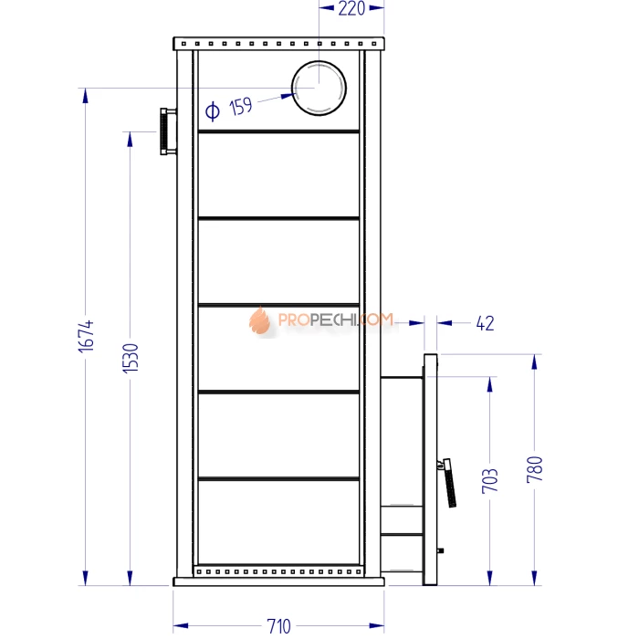 Газовая печь для бани Klover RT 50-RV 310S ( Талькомагнезит Радиатор )