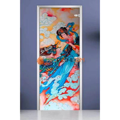 Стеклянная межкомнатная дверь DoorWood с фотопечатью Painting-05, 2000х700 мм