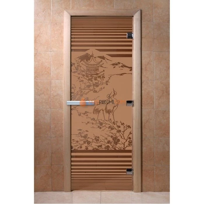 Дверь для бани DoorWood с рисунком Япония Бронза матовая, 2000x700 мм