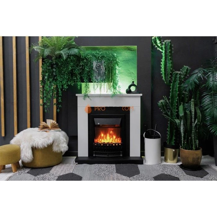 Каминокомплект Royal Flame Bergen (Разборный) - Темная олива (Ширина 900 мм) с очагом Majestic FX Brass