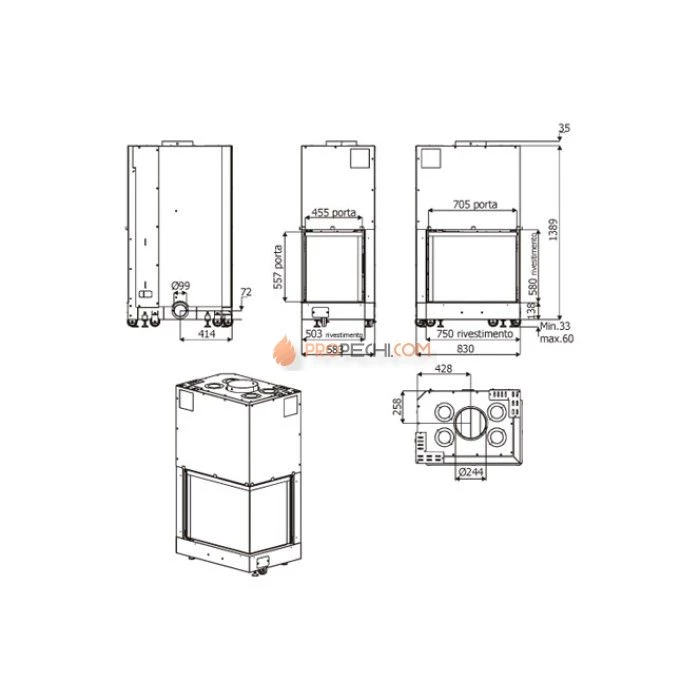 Каминная топка MCZ Forma 75 DX/SX