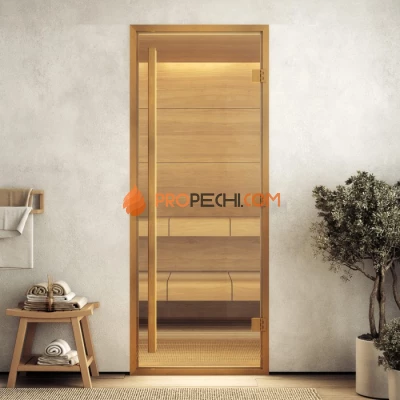 Дверь для хамама DoorWood АРТ Wood 12 Сатин, 2100x700 мм