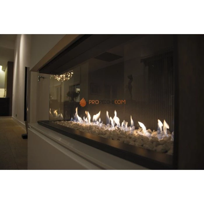 Газовая топка Vero Design Gala Угловая левая (1750x400 мм) D130/200 мм, горелка Line burner