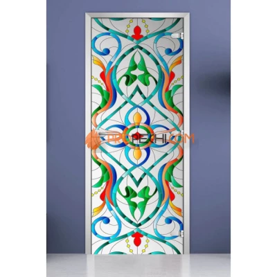 Стеклянная межкомнатная дверь DoorWood с фотопечатью Stained Glass-08, 2000х600 мм