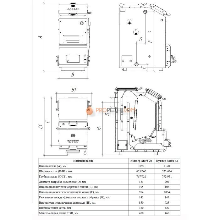 Отопительный котел Теплодар Куппер МЕГА-32