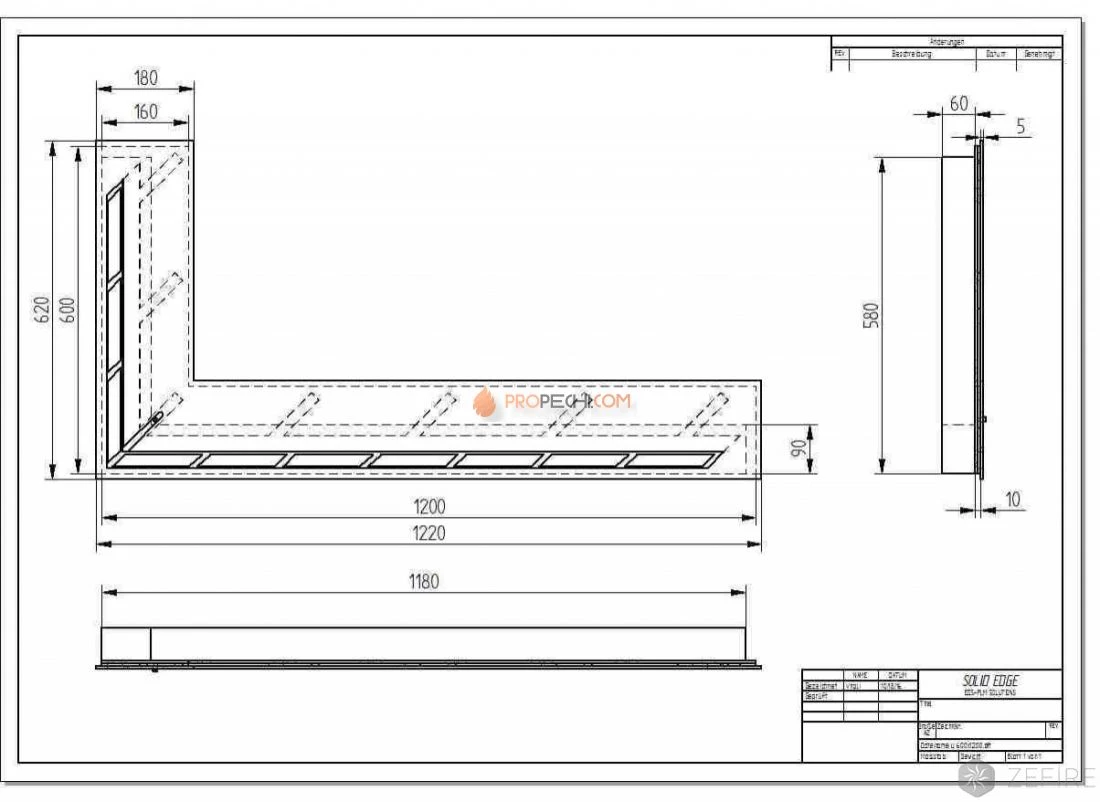 Прямоугольный контейнер Zefire угловой 1200