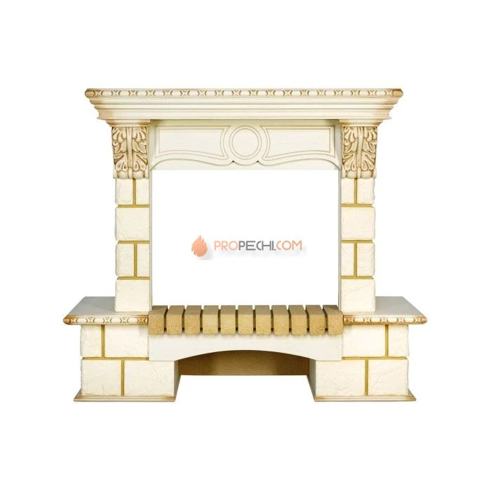 Портал Royal Flame Pierre Luxe - Шампань / Слоновая кость с патиной