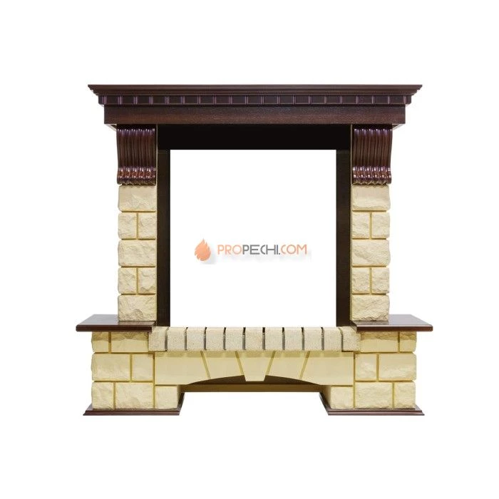 Каминокомплект Dimplex Pierre Luxe - Темный дуб / Шампань (Высота 1050мм) с очагом Danville Brass FB2