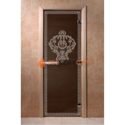 Дверь для бани DoorWood с рисунком Версаче Черный жемчуг, 2000x800 мм