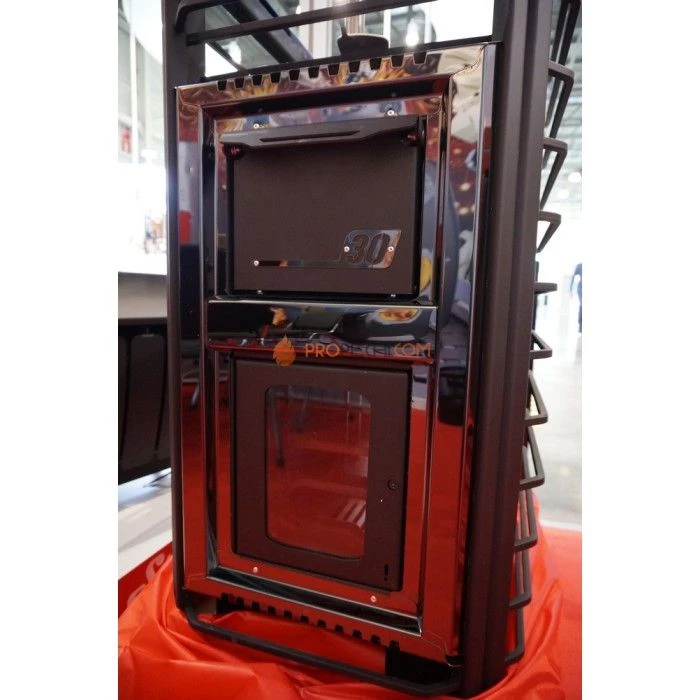 Дровяная печь для бани Ермак 30 Сетка-Люкс BLACK (с чугунной топкой)