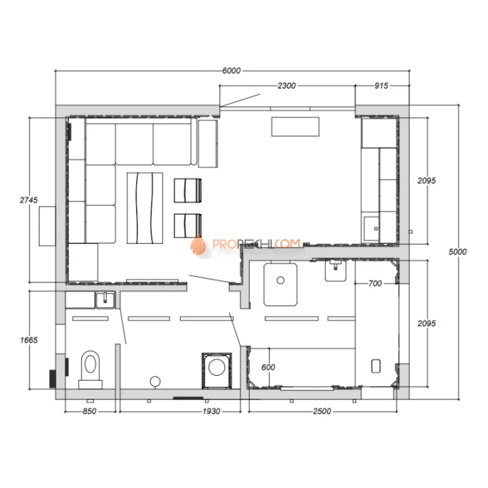 Каркасная двухмодульная баня Woodson Twin 6х5 (утепление 100)