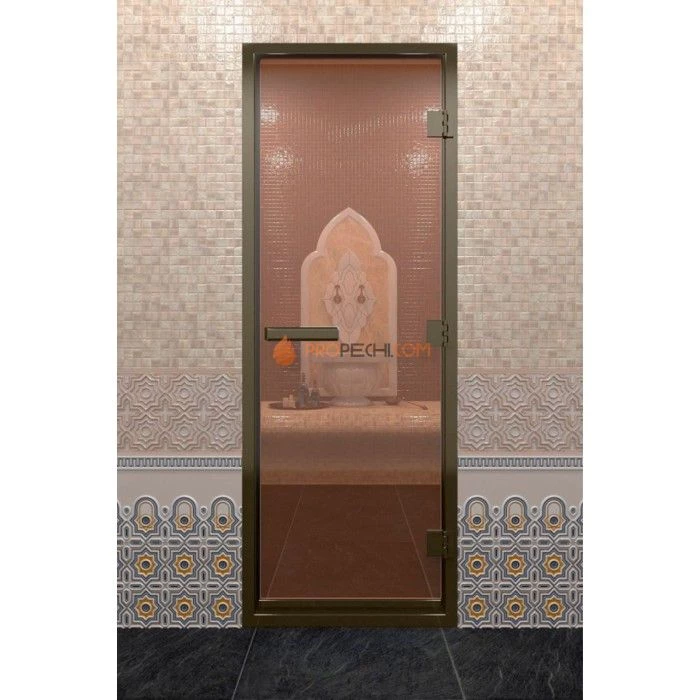 Дверь для хамама DoorWood Бронзовый профиль Бронза, 2000х600 мм