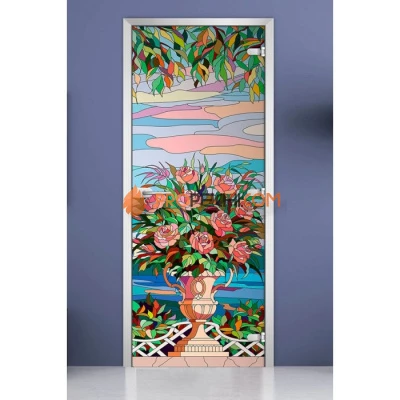 Стеклянная межкомнатная дверь DoorWood с фотопечатью Stained Glass-06, 2000х600 мм