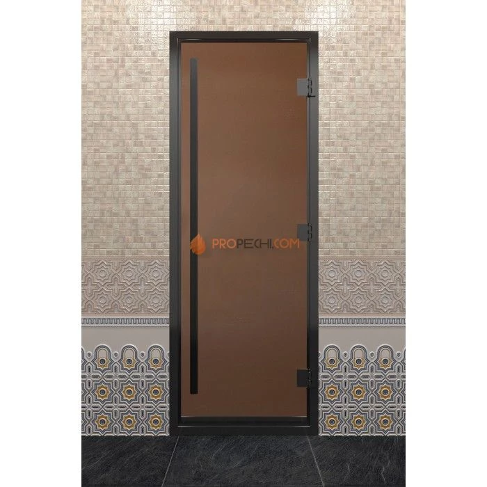 Дверь для хамама DoorWood Престиж Черный профиль Бронза матовая, 1900х800 мм