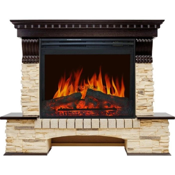 Каминокомплект Royal Flame Pierre Luxe - Темный дуб / Сланец (Высота 1320 мм) с очагом Jupiter FX New