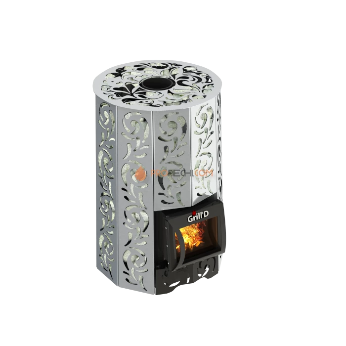 Дровяная печь для бани Grill’D Violet Steel Short (Камень колотый 100 кг)