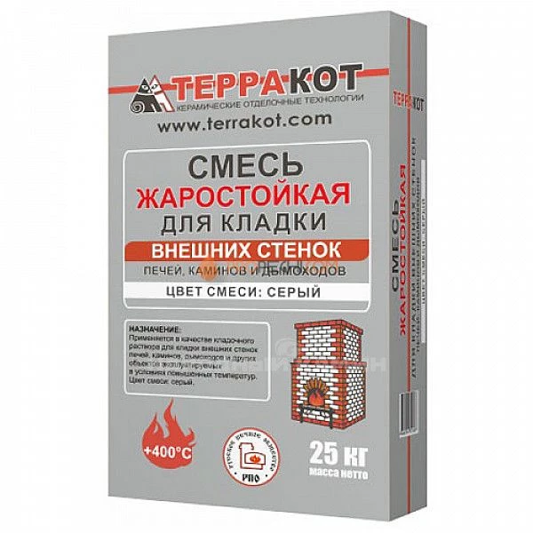 Терракот Смесь жаростойкая для кладки внешних стенок 25 кг