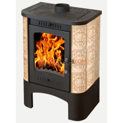 Печь-камин ЭкоКамин Бавария песочная Барокко с плитой