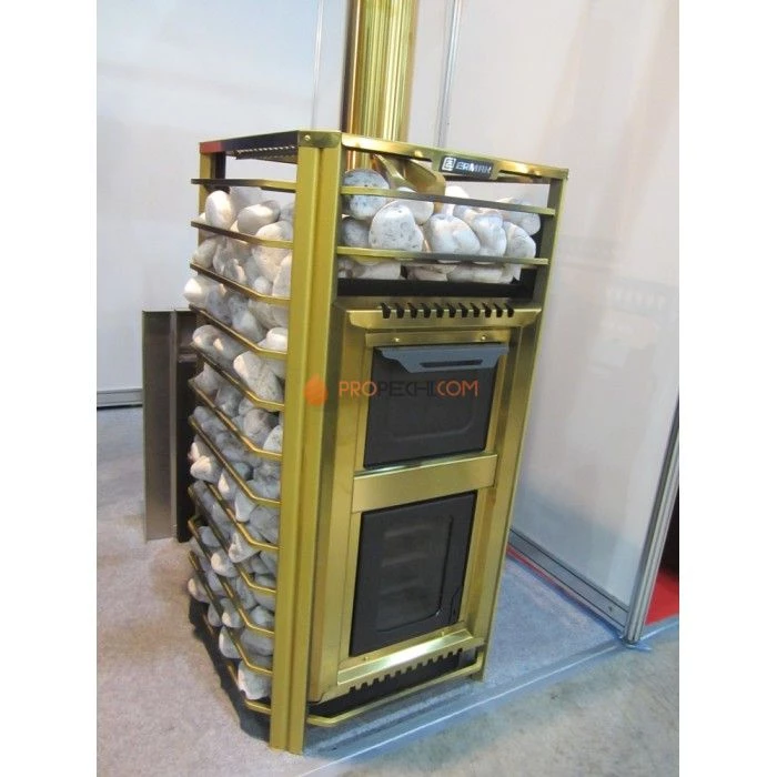 Дровяная печь для бани Ермак 36 Сетка-Люкс GOLD (нержавейка)