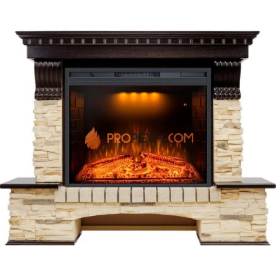 Каминокомплект Royal Flame Pierre Luxe - Темный дуб / Сланец (Высота 1320 мм) с Электрическим очагом Royal Flame Emerald 28