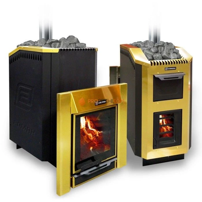 Дровяная печь для бани Ермак 36 Люкс GOLD (нержавейка)