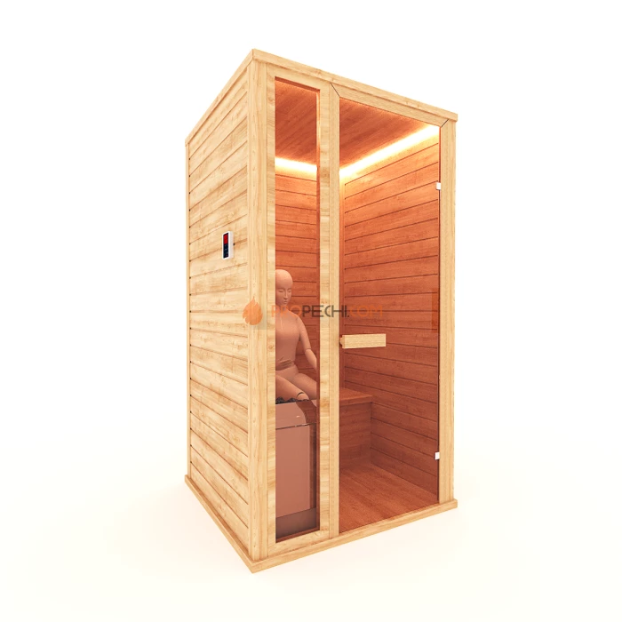 Финская сауна НКЗ 1-местная прямая 95x120x200 см, вход со стороны 120 см