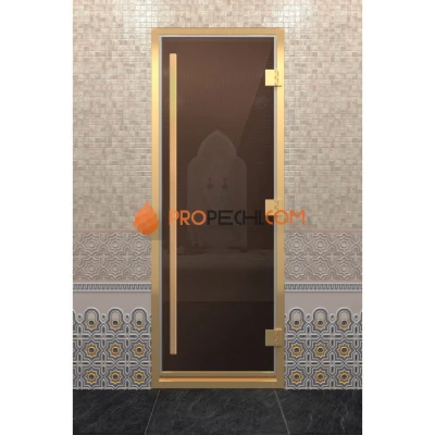 Дверь для хамама DoorWood Престиж Золотой профиль Бронза, 2000х900 мм