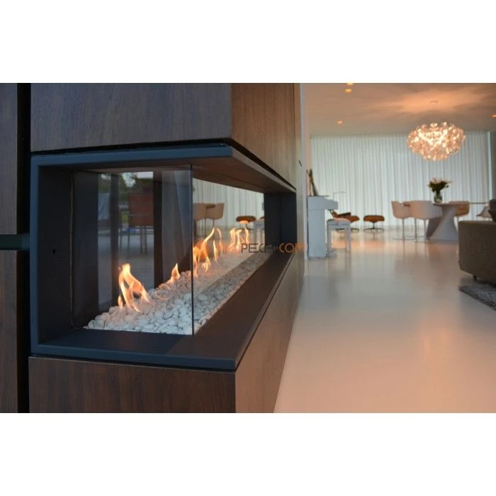 Газовая топка Vero Design Gala Угловая левая (1750x400 мм) D130/200 мм, горелка Line burner