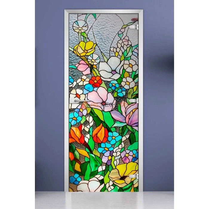 Стеклянная межкомнатная дверь DoorWood с фотопечатью Stained Glass-03, 2000х800 мм
