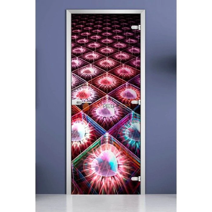 Стеклянная межкомнатная дверь DoorWood с фотопечатью Abstraction-09, 2000х600 мм