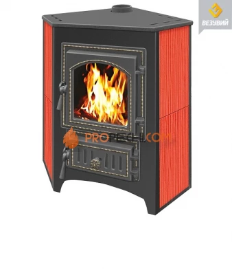 Печь-камин Везувий ПК01 (220) угловой (красный) 9 кВт